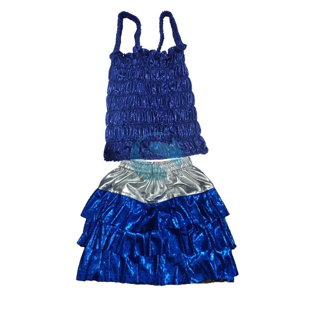 Western Dance Costume For Girls Blue Top And Blue Silver Skirt 30366