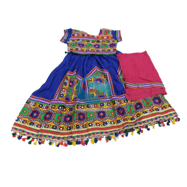 Gujarati Dandiya Blue Lehenga Pink Chuni-30601